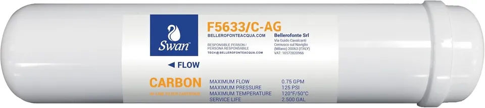 Bellerofonte filtro in linea carbone argento 12 pollici 1 pz
