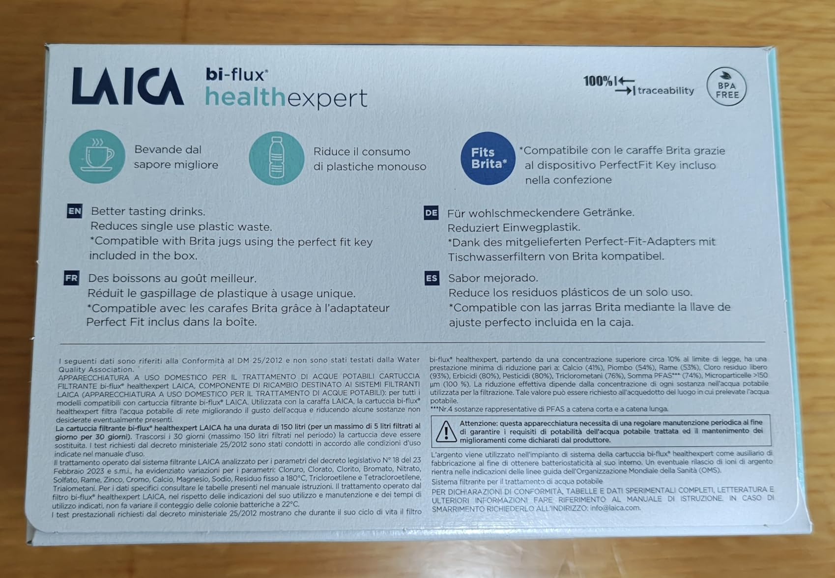 Laica Bi-Flux Healthexpert Filtri Acqua Caraffa 4 Pezzi Magnesio
