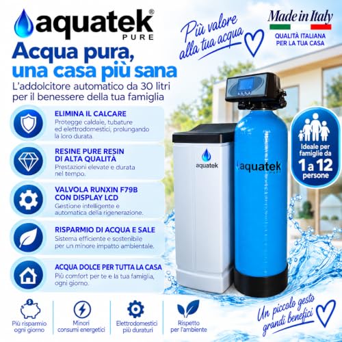 Aquatek Wave B-LCD Addolcitore Acqua 30 Litri Automatico