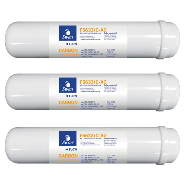 Bellerofonte filtro in linea carbone argento 12" 3 pezzi