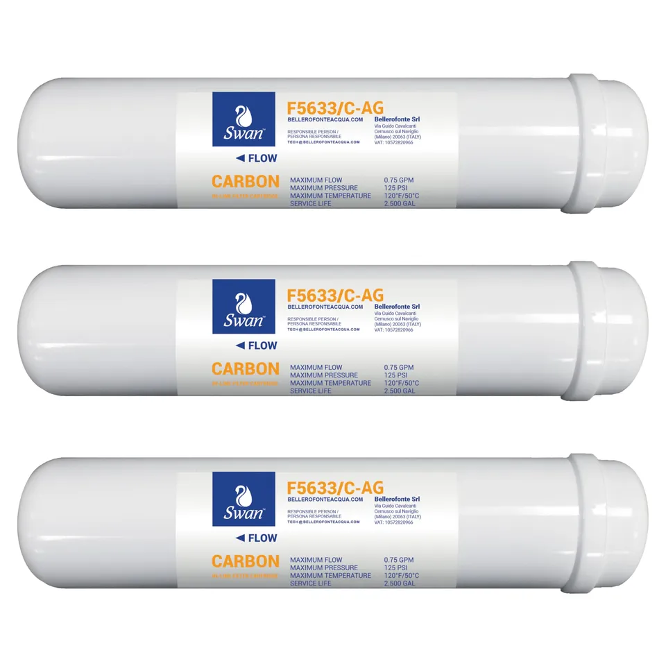 Bellerofonte filtro in linea carbone argento 12" 3 pezzi