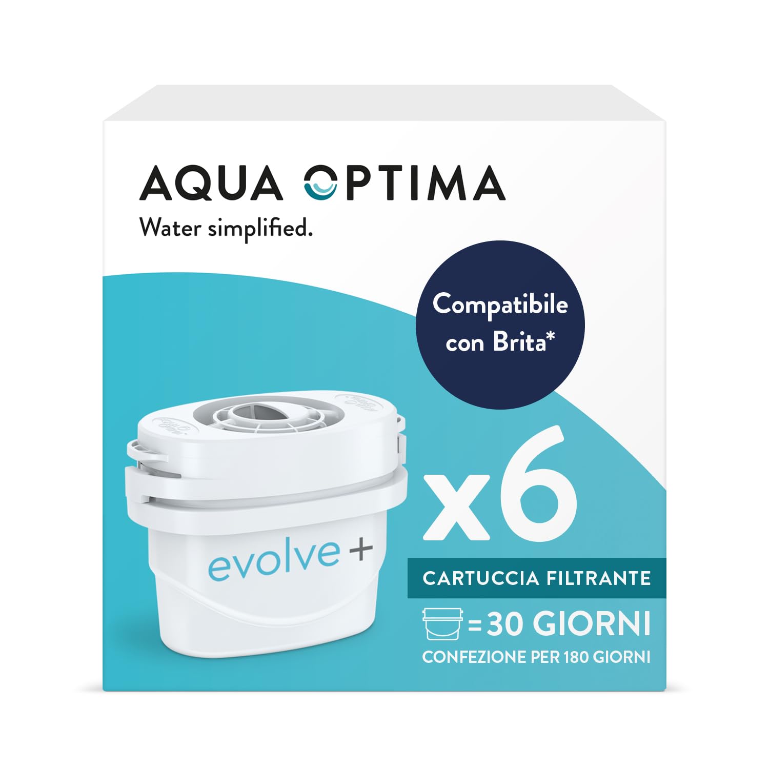 Aqua Optima Evolve+ Filtro Acqua Caraffa 6 Pezzi Anticalcare