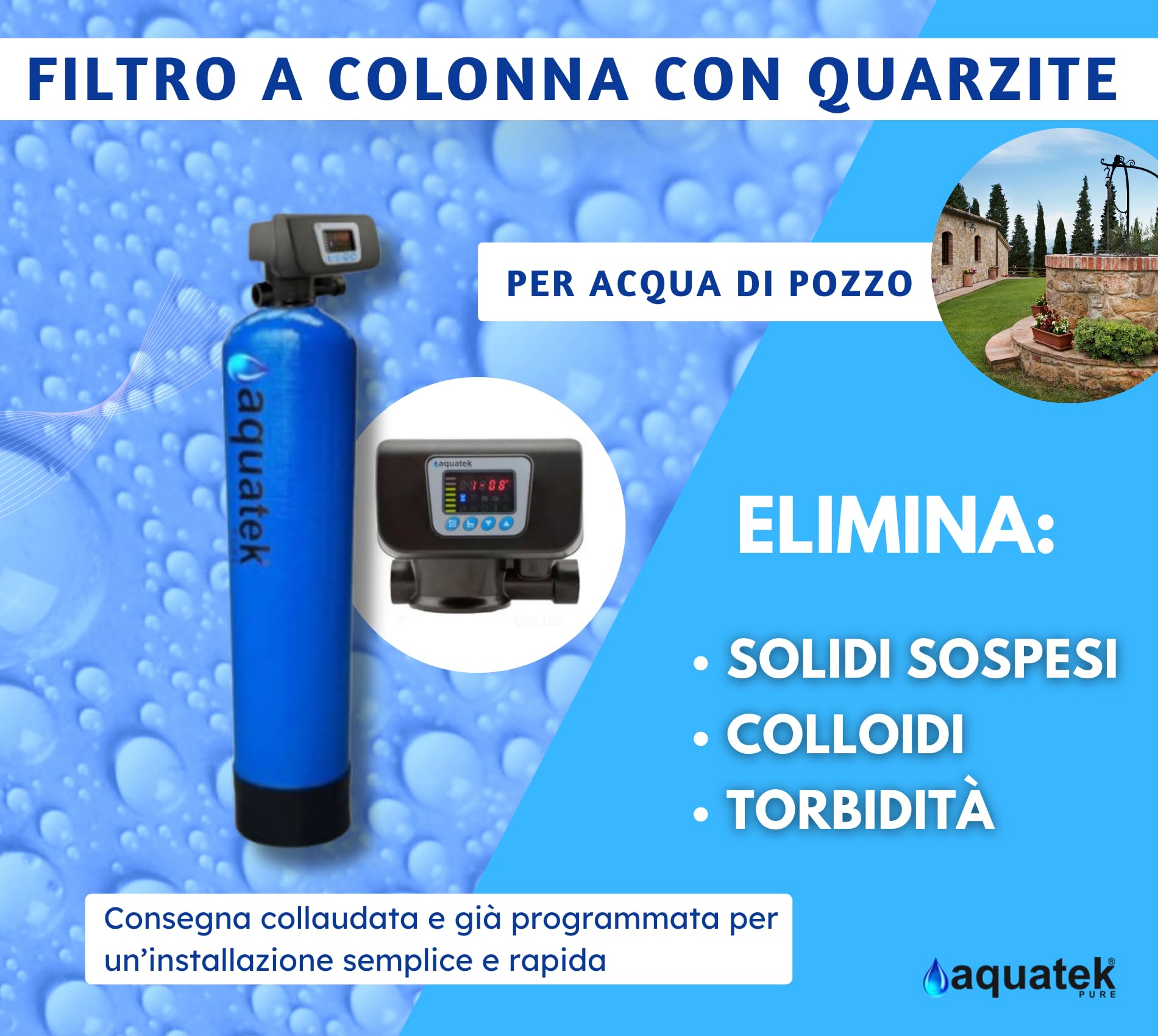 Aquatek QZF-070 filtro quarzite automatico 650 l/h