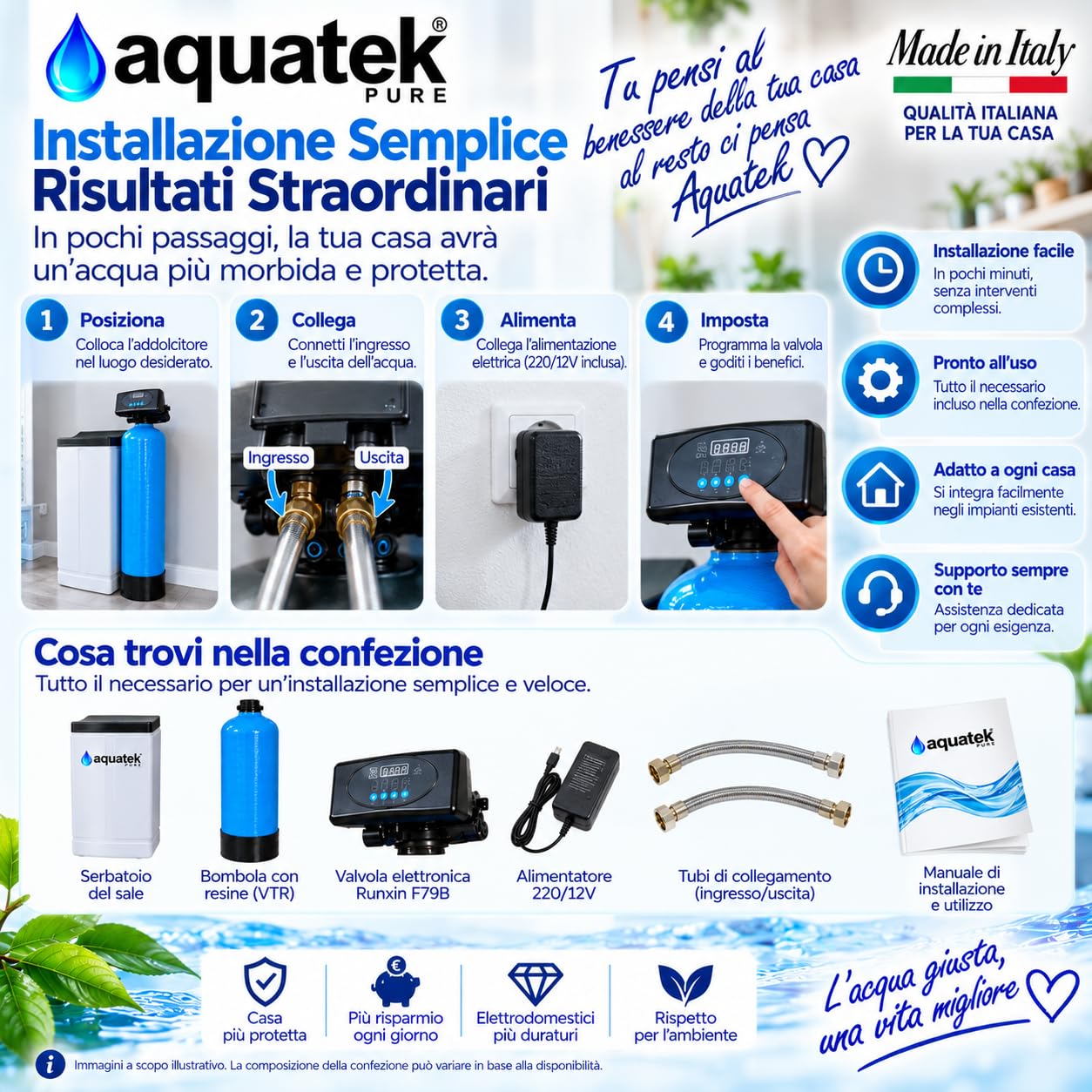 Aquatek Pure Wave 25 Litri Addolcitore Acqua Automatico 70L