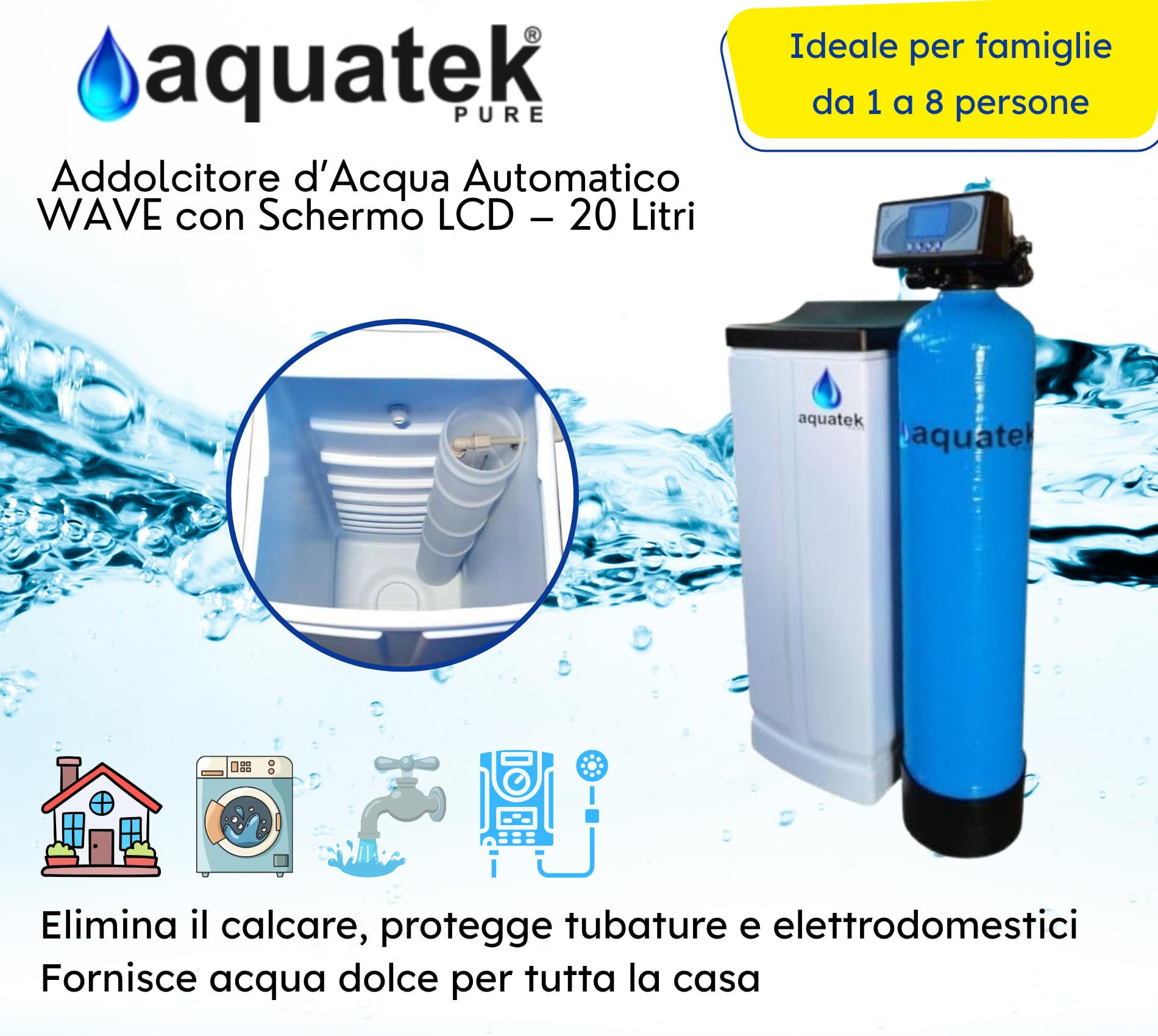 Aquatek Wave LCD 20 addolcitore automatico 20 litri