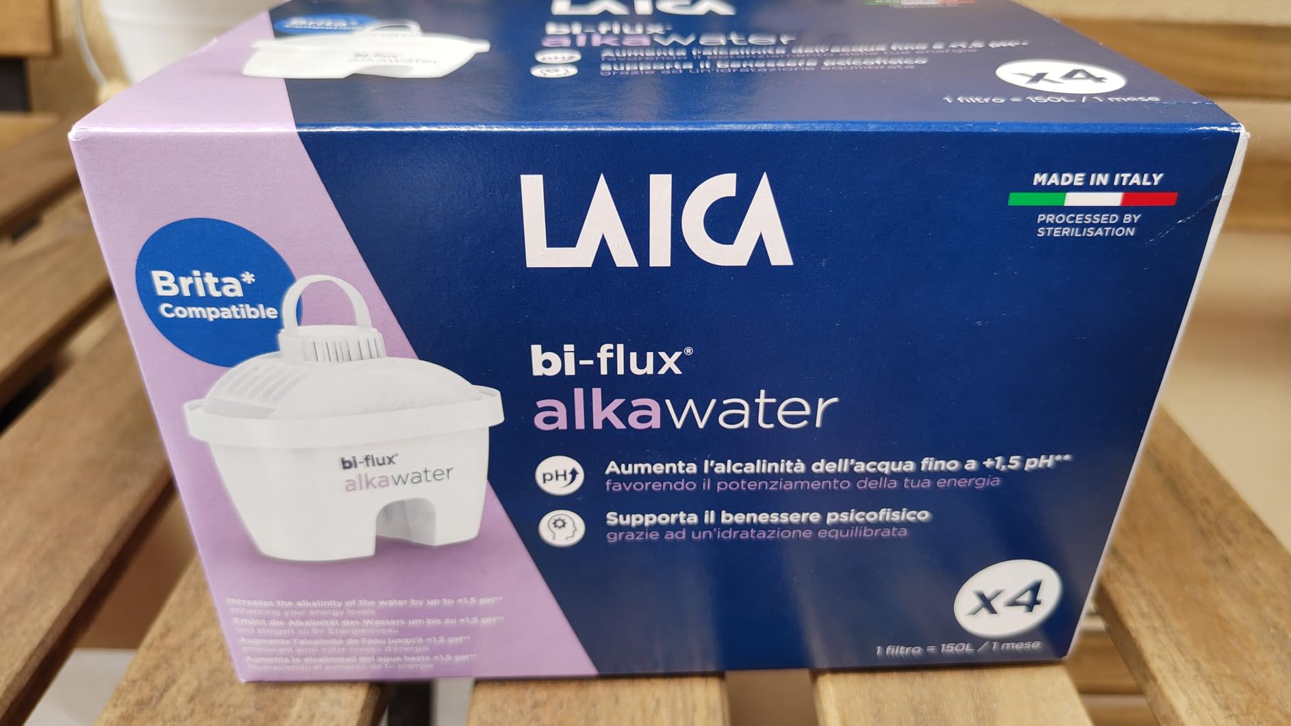 Laica Bi-Flux Alkawater Filtri Caraffa Alcalina 4 Pezzi
