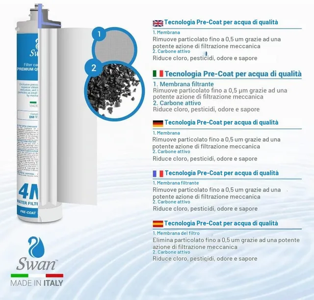 Bellerofonte 4MF filtro baionetta carbone 0,5 micron Everpure 4C