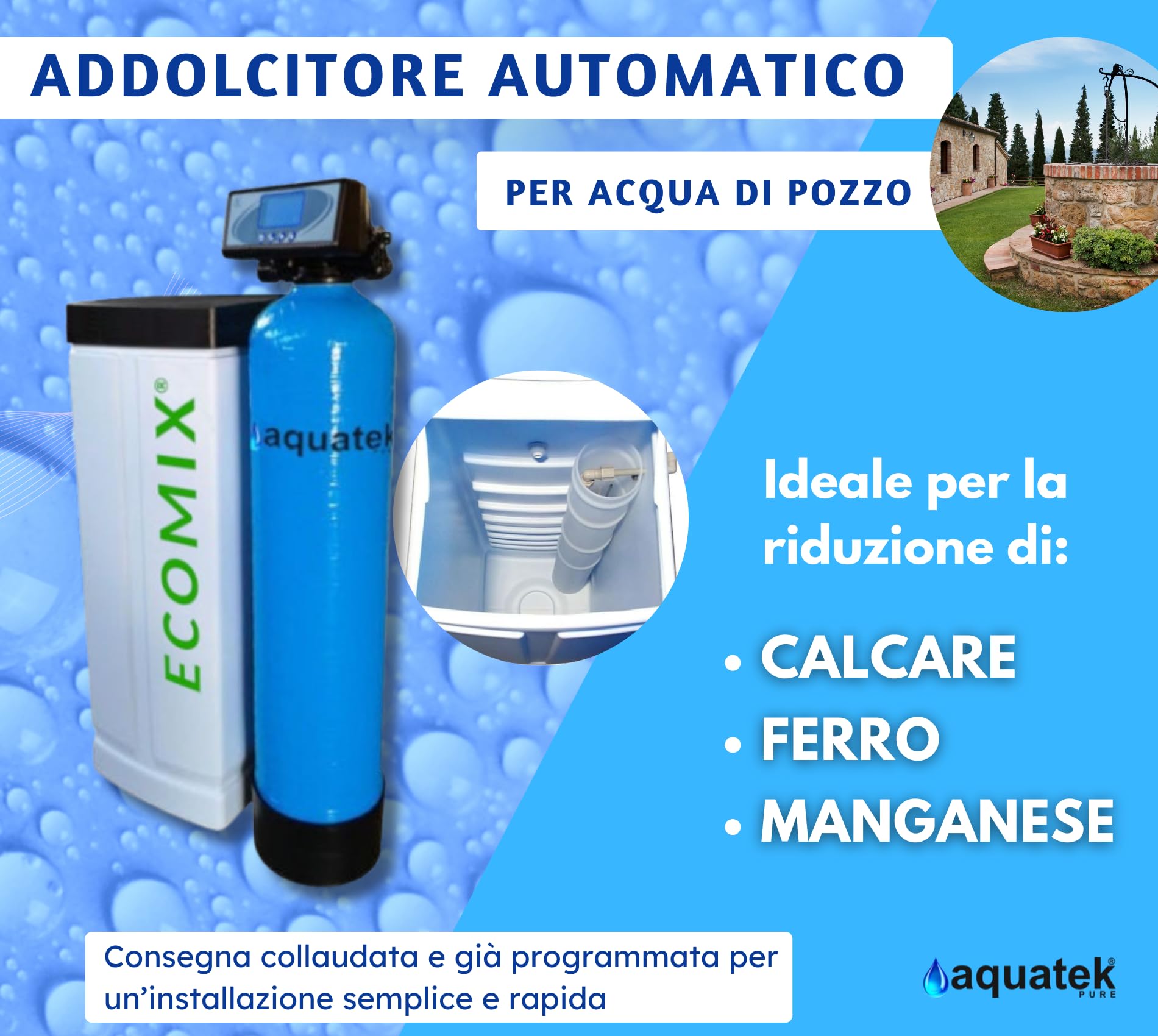 Aquatek Mix LCD 2 addolcitore pozzo ferro 6 persone