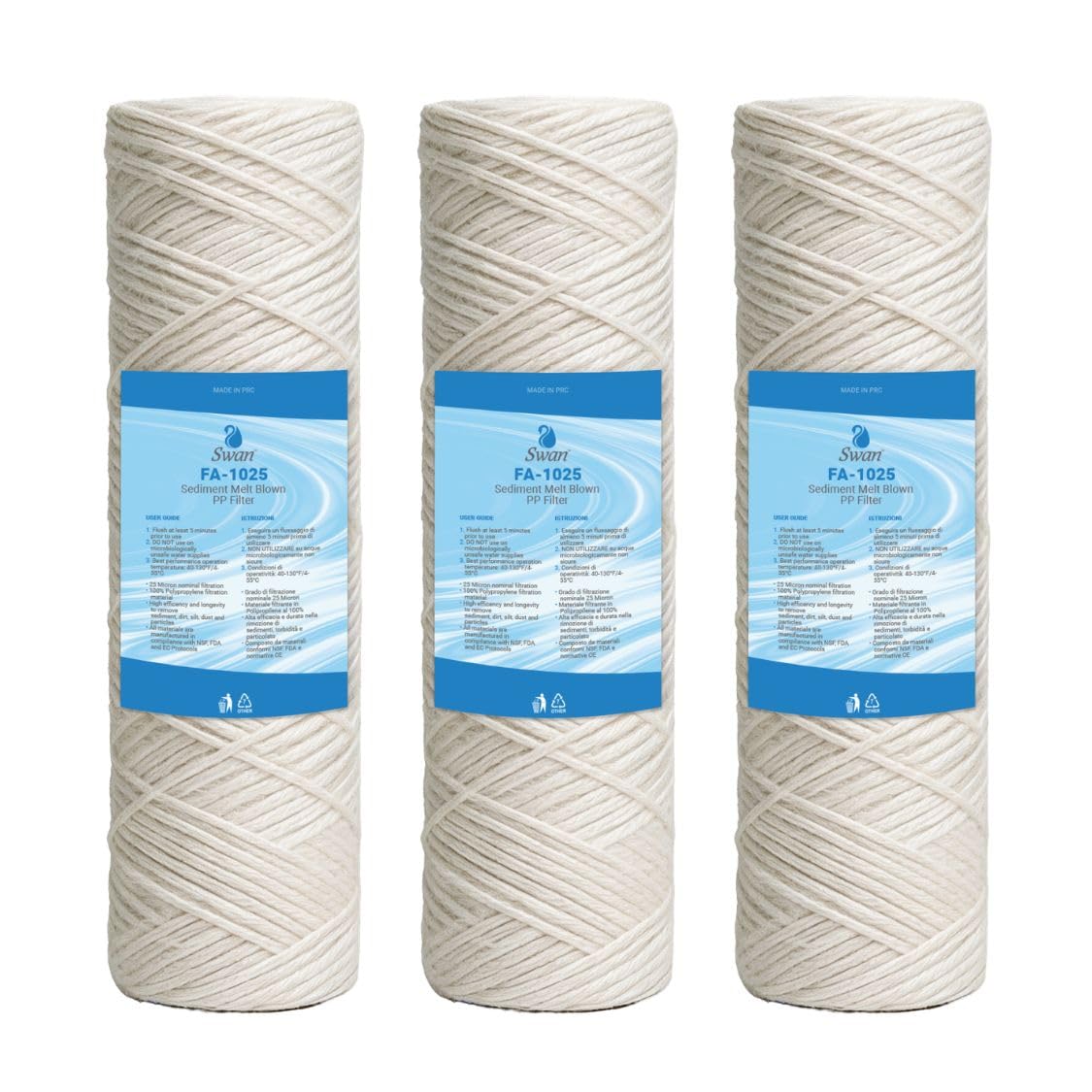 Bellerofonte Cartuccia Filtro Acqua 10" 25 Micron 1 Pezzo