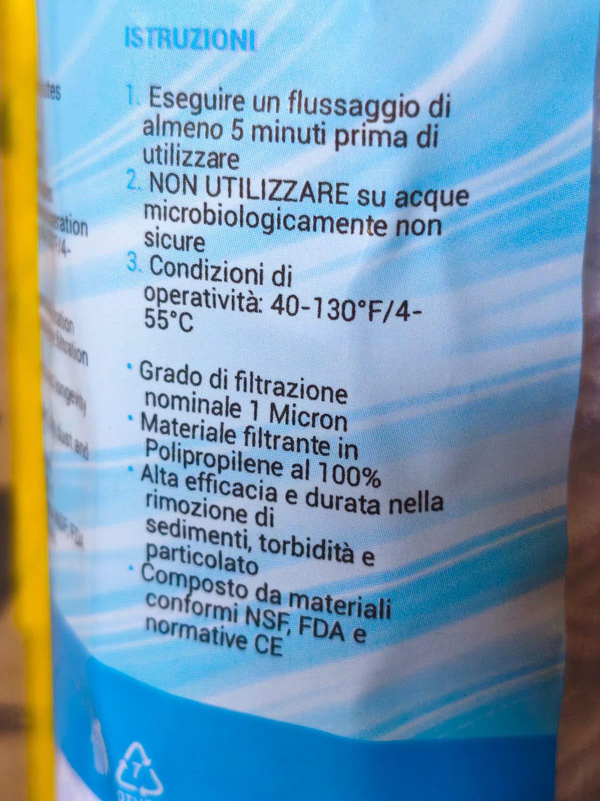Bellerofonte Cartuccia Filtro 10 Pollici 1 Micron Filo Avvolto 3 Pezzi