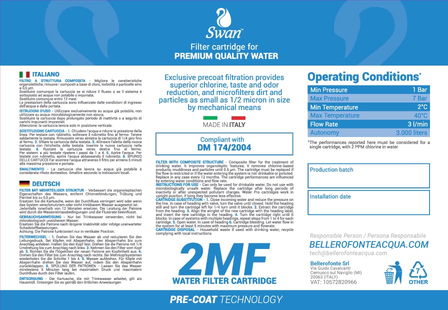 BELLEROFONTE 2MF filtro acqua baionetta 0,5 micron