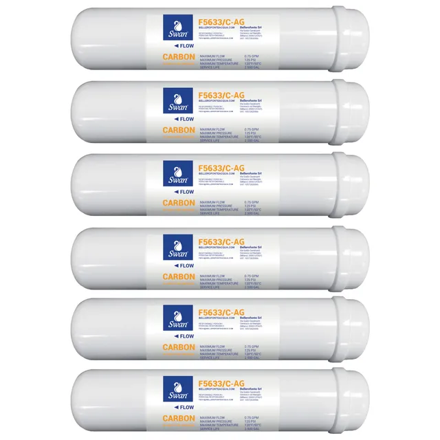Bellerofonte filtro in linea carbone argento 12" 6 pezzi