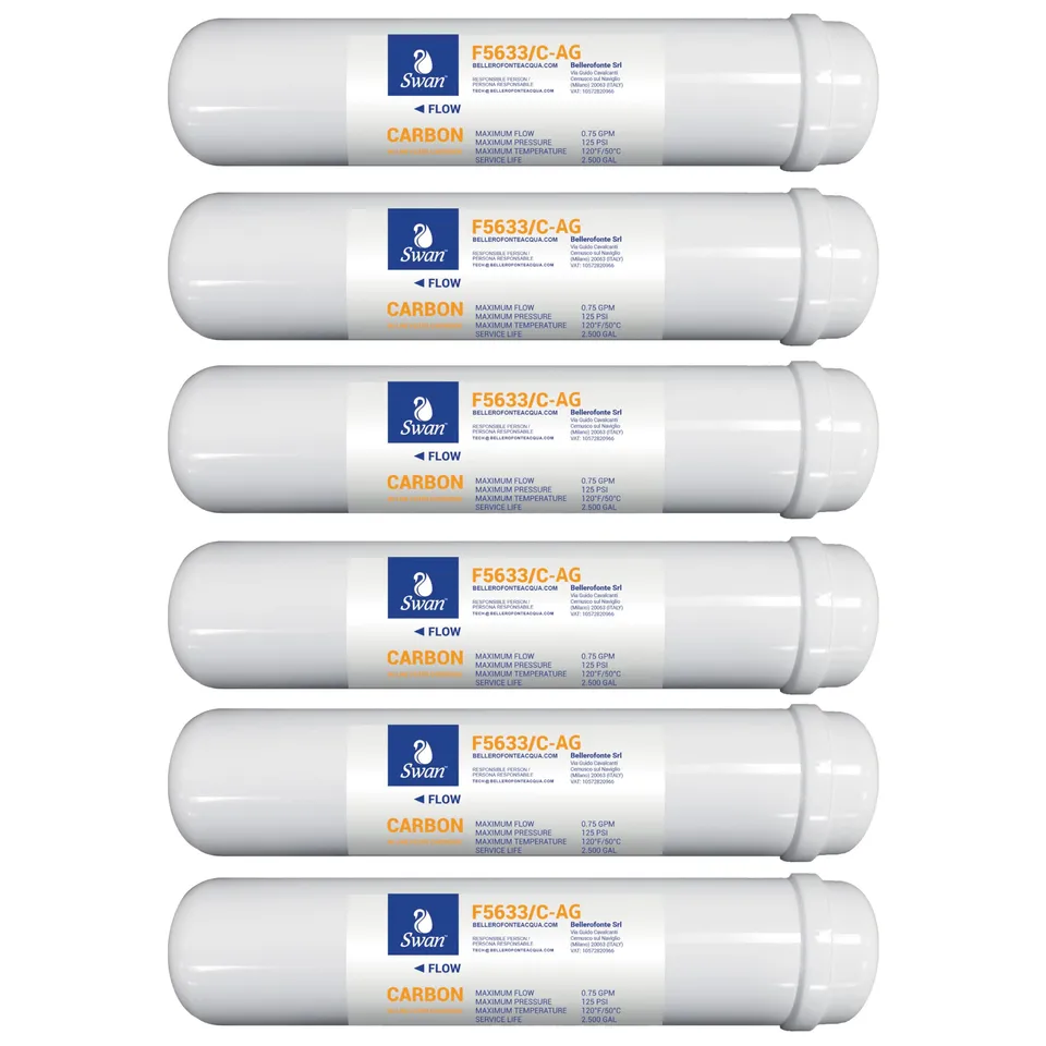 Bellerofonte filtro in linea carbone argento 12" 6 pezzi