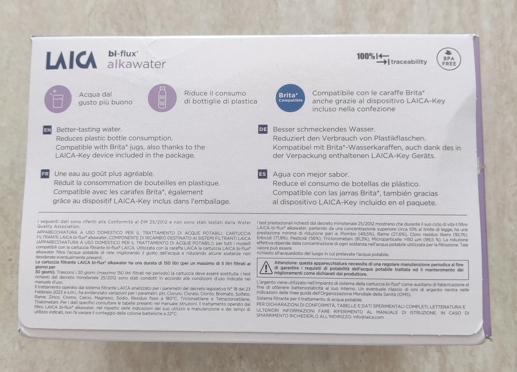 Laica Bi-Flux Alkawater Filtri Caraffa Alcalina 4 Pezzi
