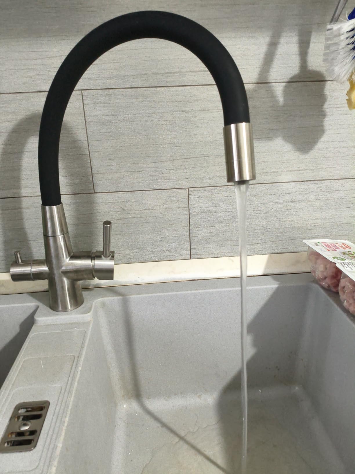 Bellerofonte Rubinetto 3 Vie Cucina Canna Flessibile Nera