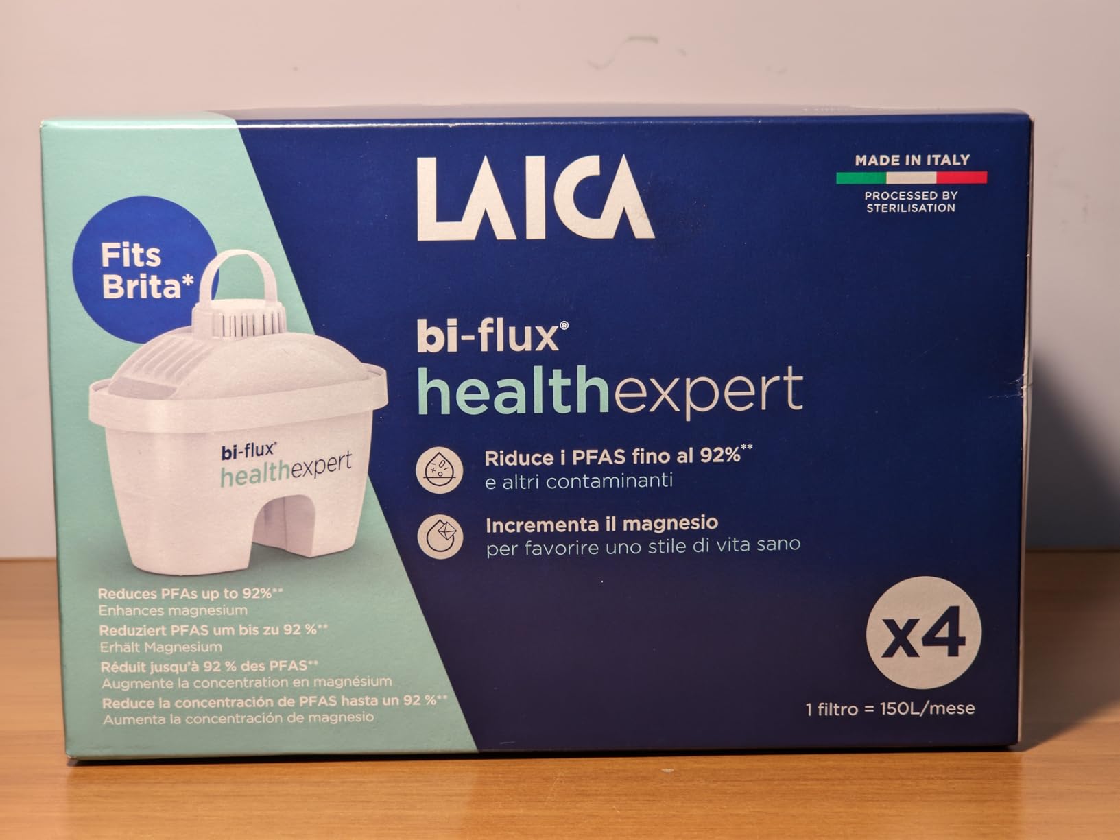 Laica Bi-Flux Healthexpert Filtri Acqua Caraffa 4 Pezzi Magnesio