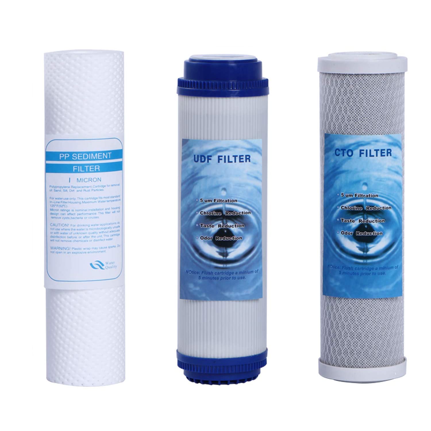 Huining CTO Cartuccia Filtro Carbone 10" 5 Micron 3 Pezzi