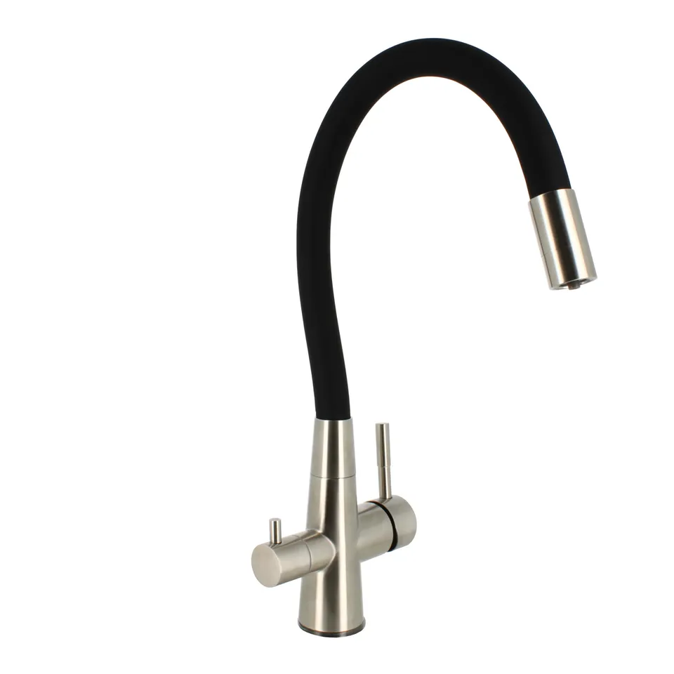 Bellerofonte Rubinetto 3 Vie Cucina Canna Flessibile Nera