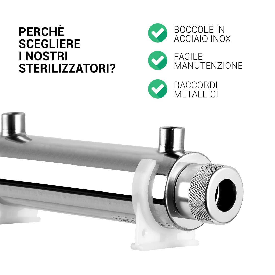 Bellerofonte Sterilizzatore 4W sterilizzatore UV 1,5 l/min inox