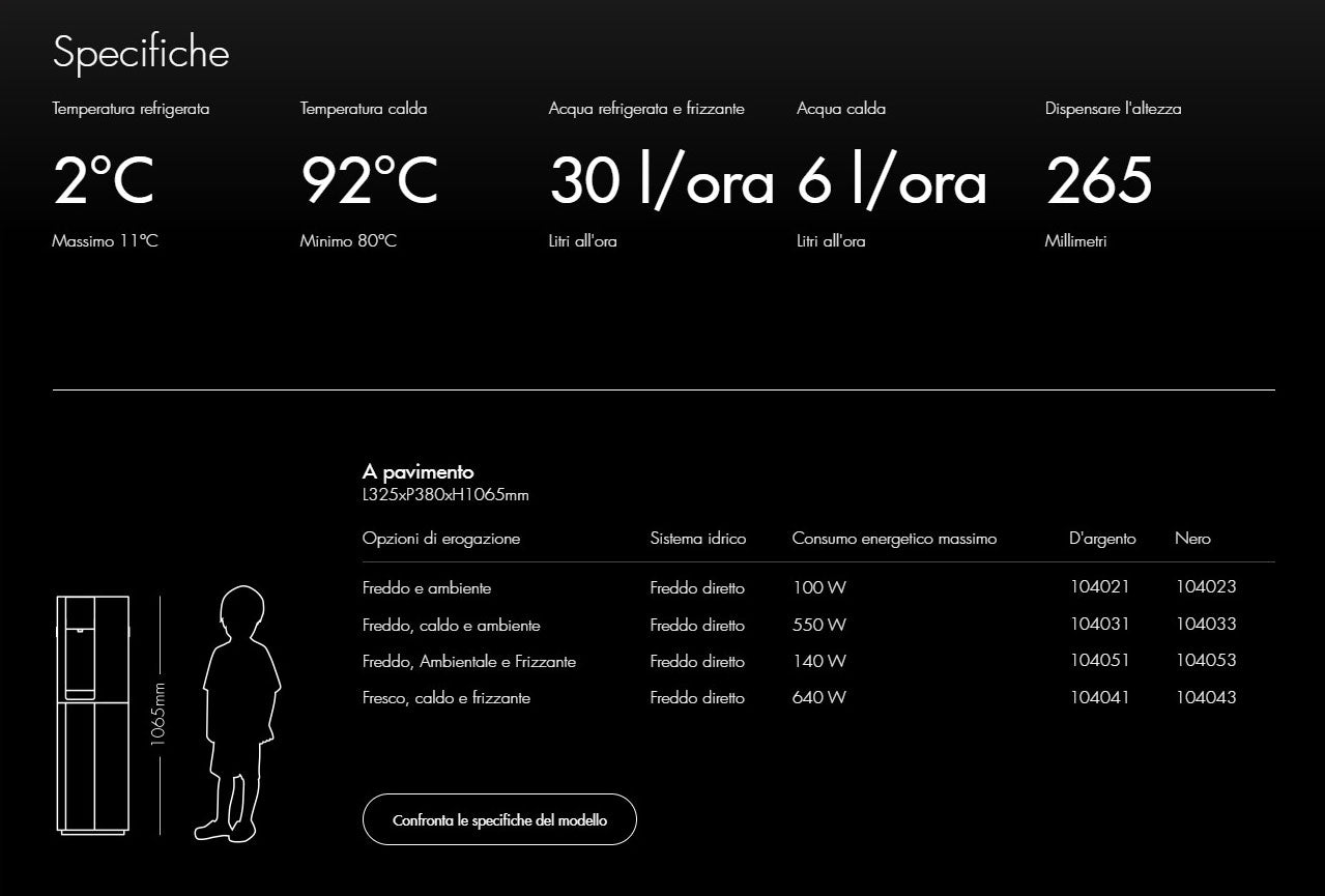 Borg & Overström B3 erogatore acqua pavimento 30 l/h gasata