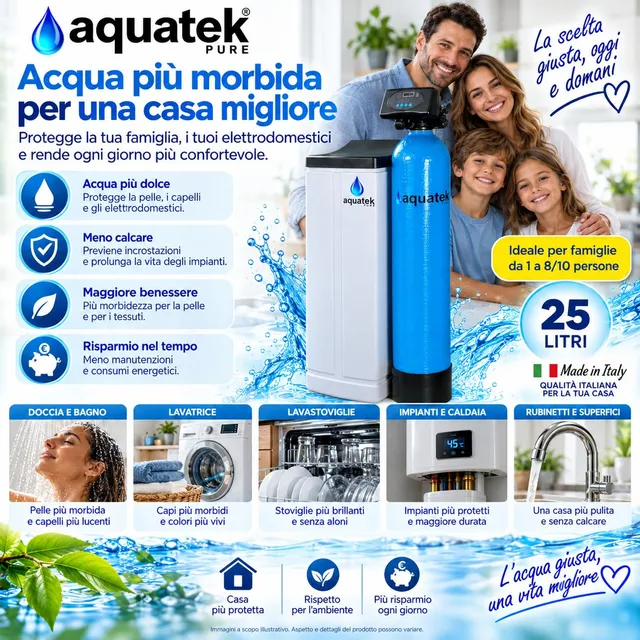 Aquatek Pure Wave 25 Litri Addolcitore Acqua Automatico 70L