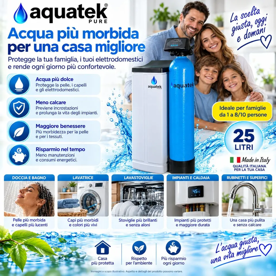 Aquatek Pure Wave 25 Litri Addolcitore Acqua Automatico 70L