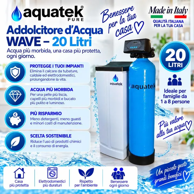 Aquatek Pure Wave 20 Litri Addolcitore Automatico Volume Tempo
