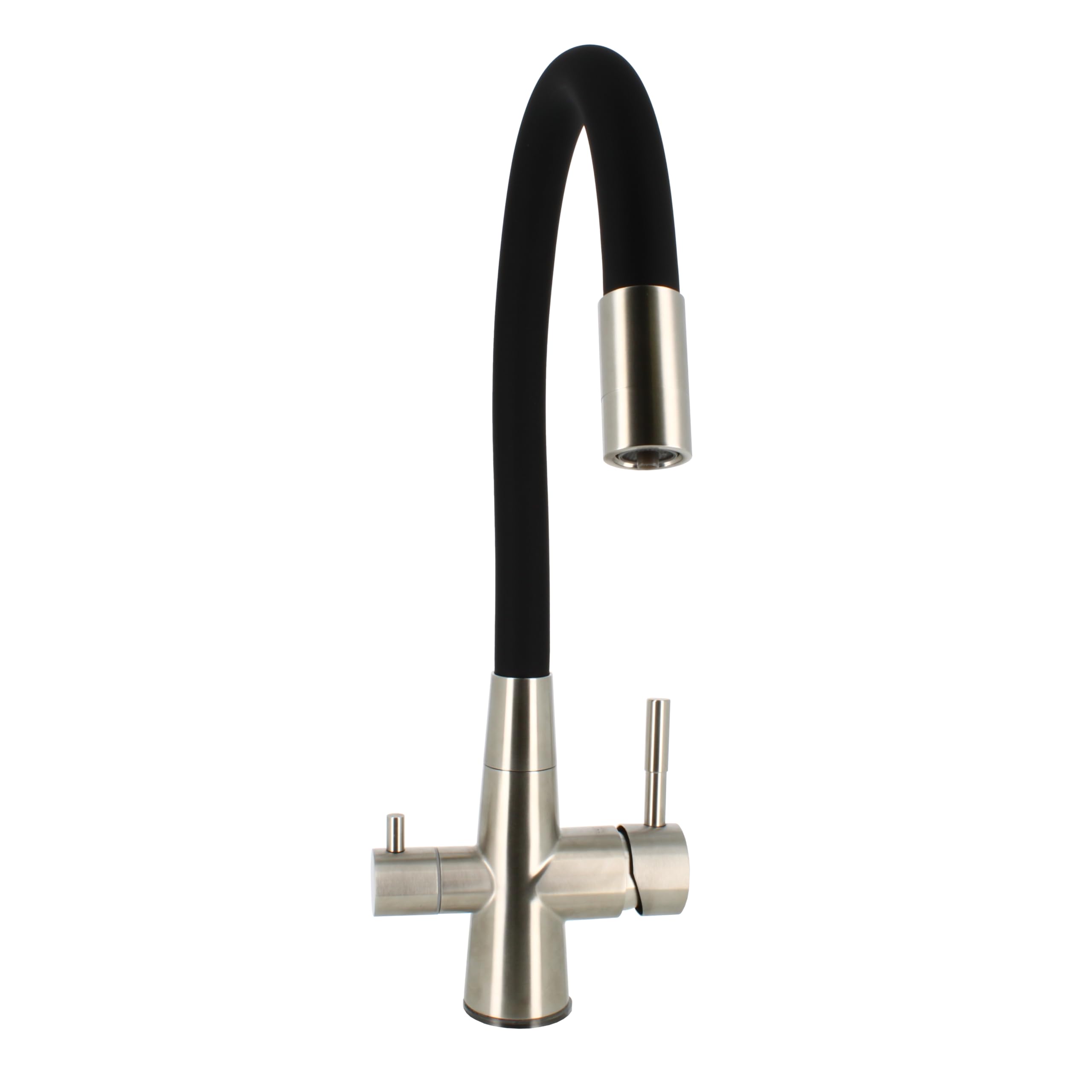 Bellerofonte Rubinetto 3 Vie Cucina Canna Flessibile Nera