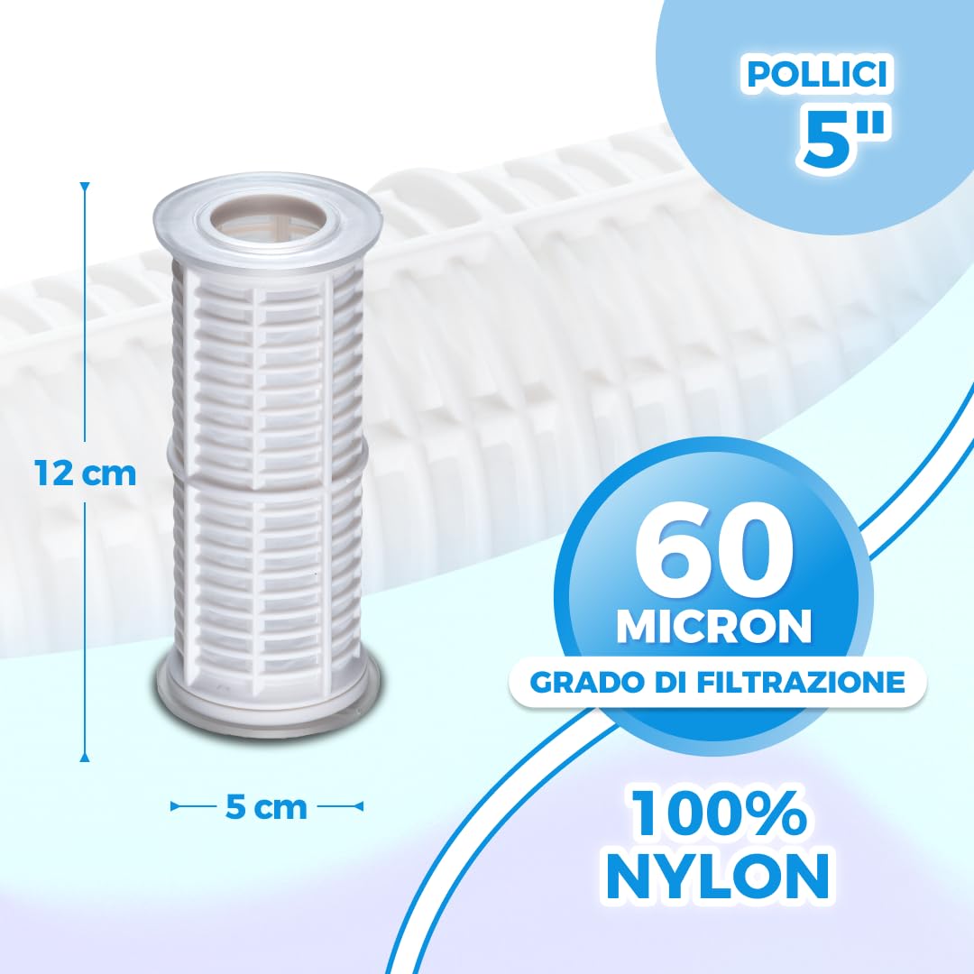 WK Cartuccia Nylon 5" 60 Micron Lavabile 1 Pezzo