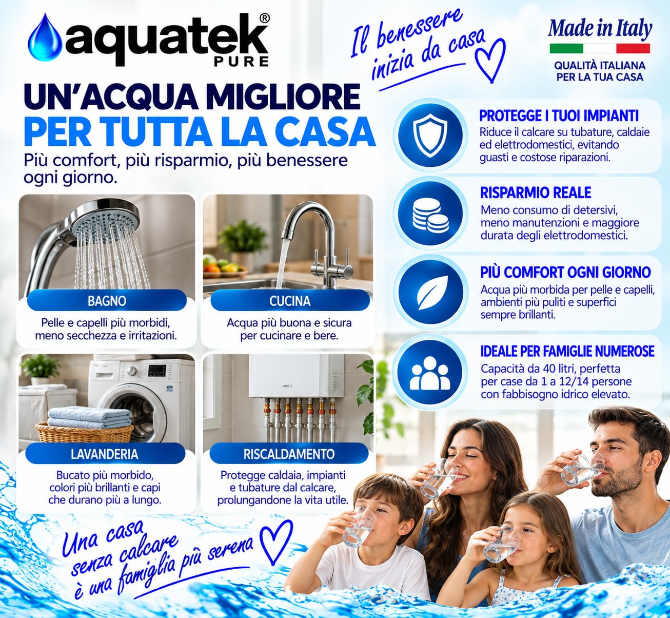 Aquatek Pure Wave Addolcitore Acqua 40 Litri Automatico