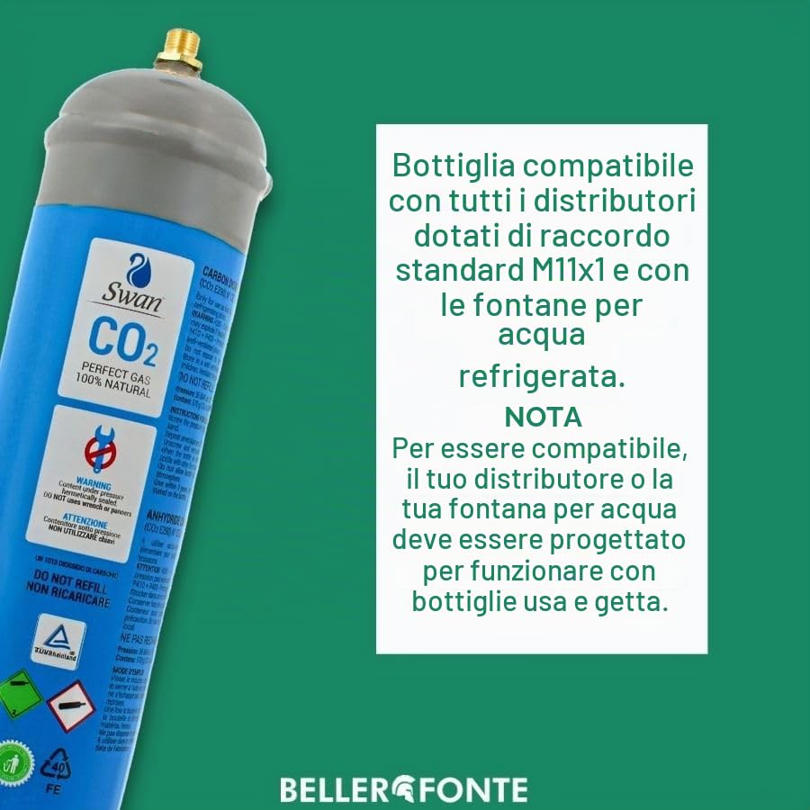 Swan Bombole CO2 600g per Gasatore 3 Pezzi E290 Alimentare