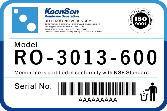 Bellerofonte RO-3013-600 GPD membrana osmosi 3 pezzi alta reiezione