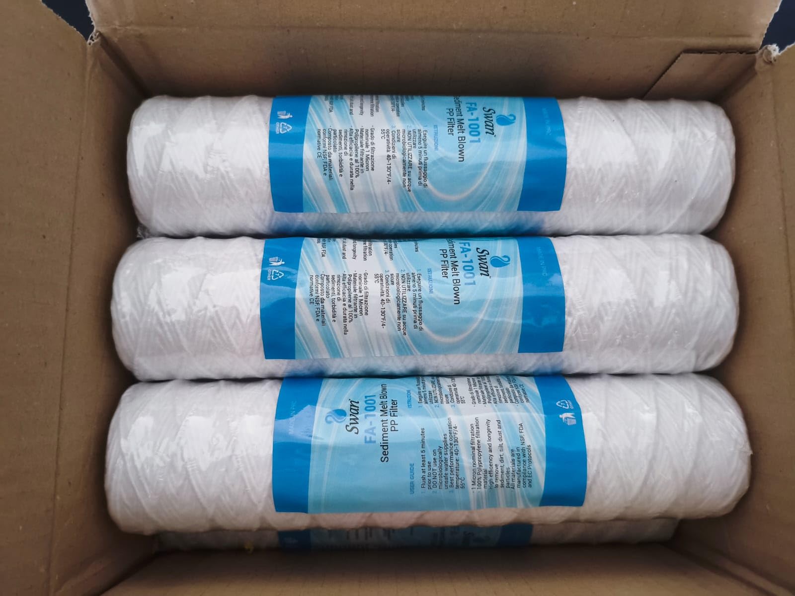 Bellerofonte Cartuccia Filtro 10 Pollici 1 Micron Filo Avvolto 3 Pezzi