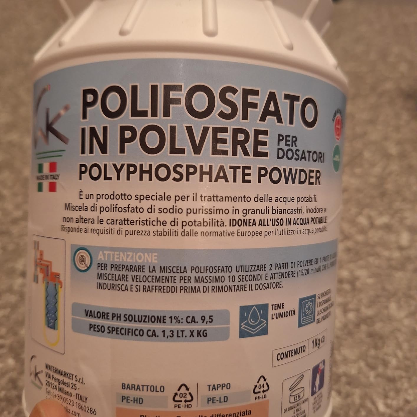 WK Polifosfati Polvere Anticalcare Caldaia 1 Kg 1 Barattolo