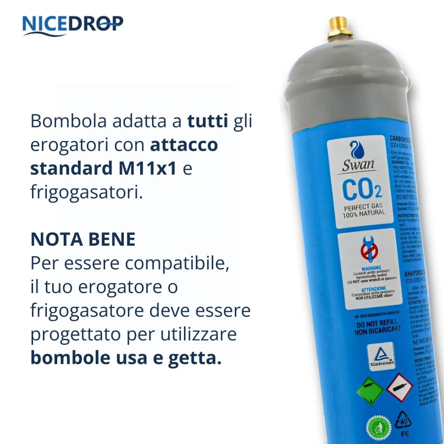Bellerofonte CO2 600g E290 bombola gasatore 6 pezzi M11x1