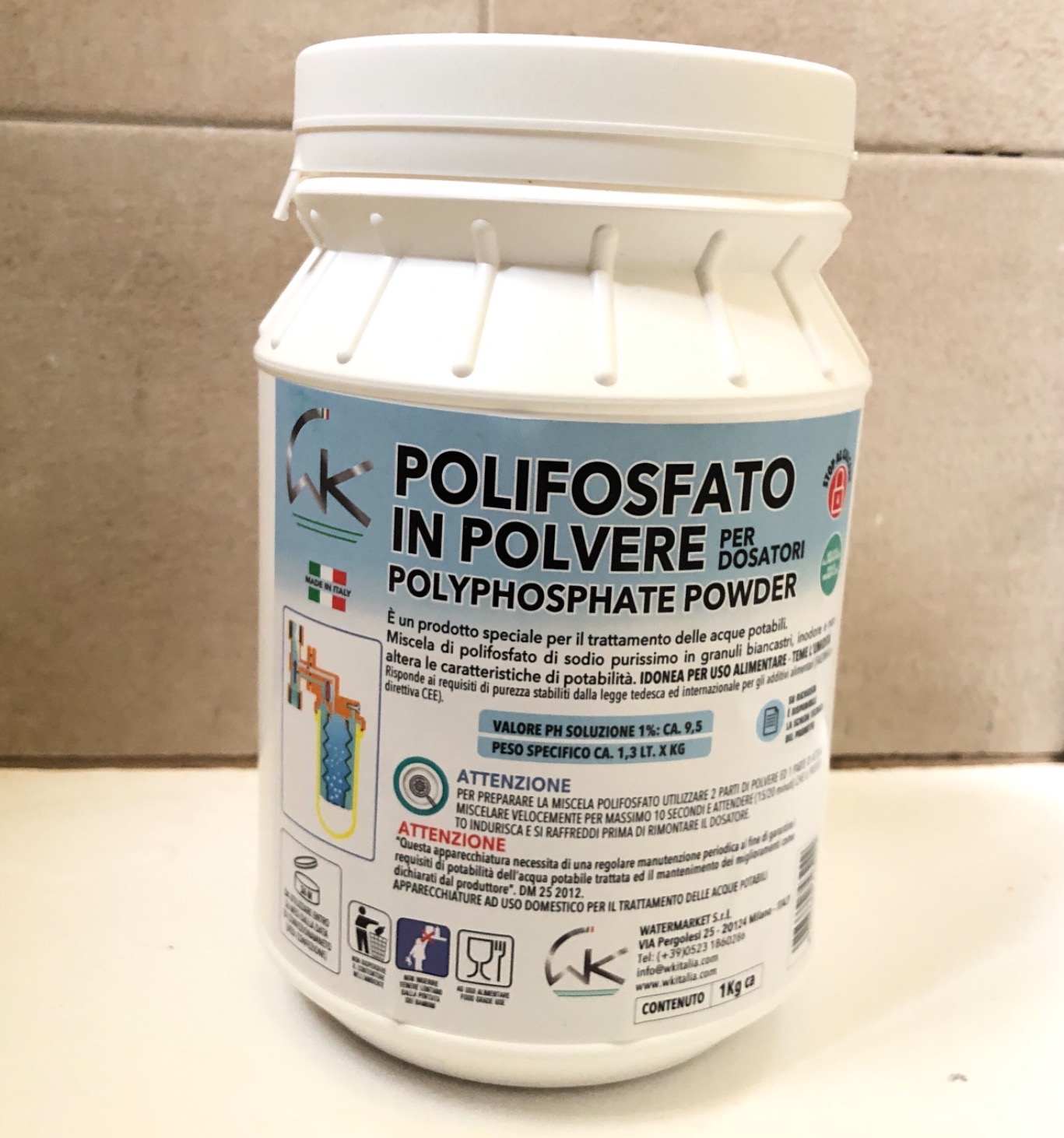 WK Polifosfati Polvere Anticalcare Caldaia 1 Kg 1 Barattolo