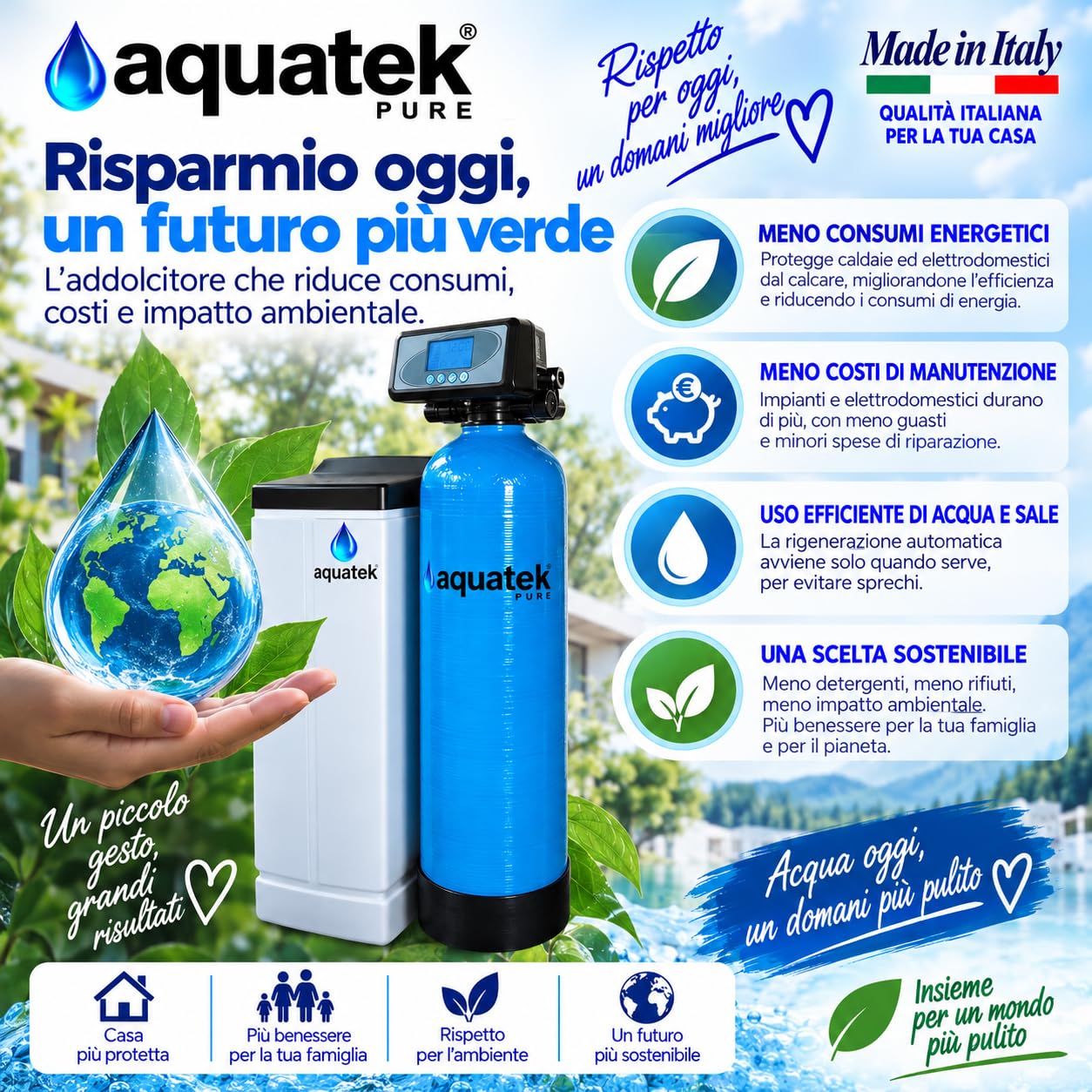 Aquatek Wave B-LCD Addolcitore Acqua 30 Litri Automatico
