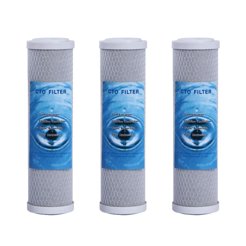 Huining CTO Cartuccia Filtro Carbone 10" 5 Micron 3 Pezzi