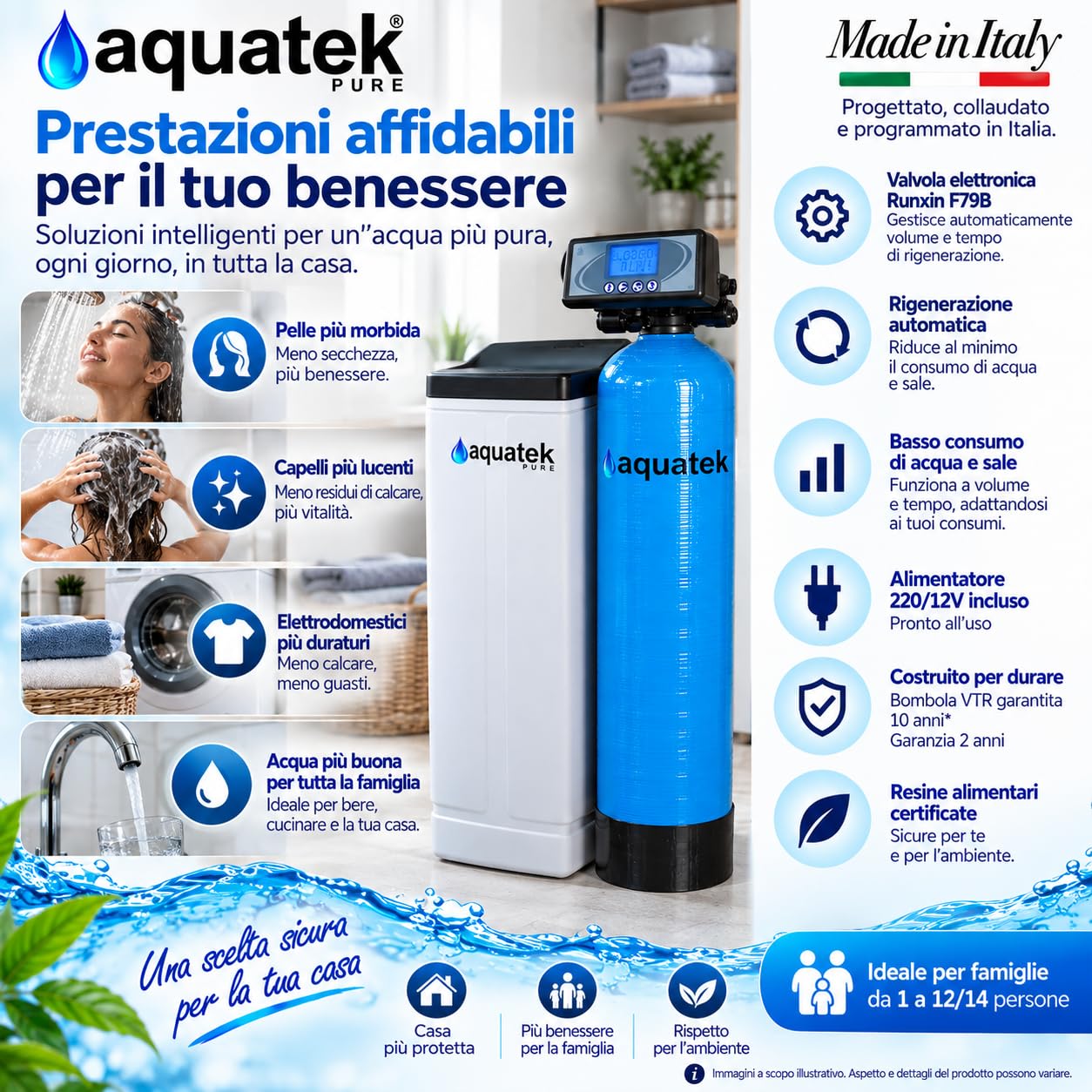 Aquatek Wave LCD addolcitore 40 litri valvola F79B
