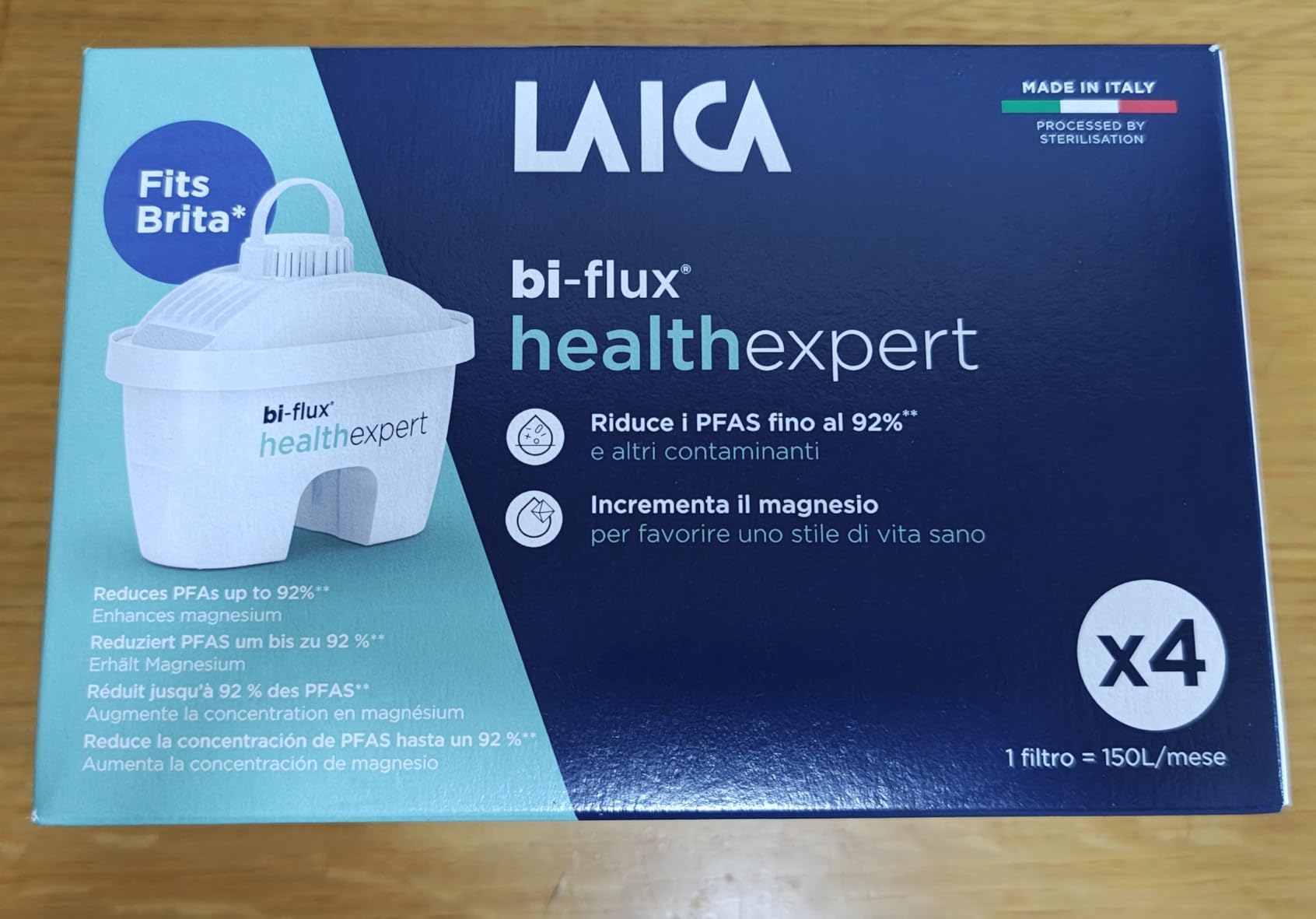 Laica Bi-Flux Healthexpert Filtri Acqua Caraffa 4 Pezzi Magnesio