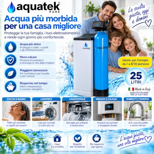 Aquatek Pure Wave 25 Litri Addolcitore Acqua Automatico 70L
