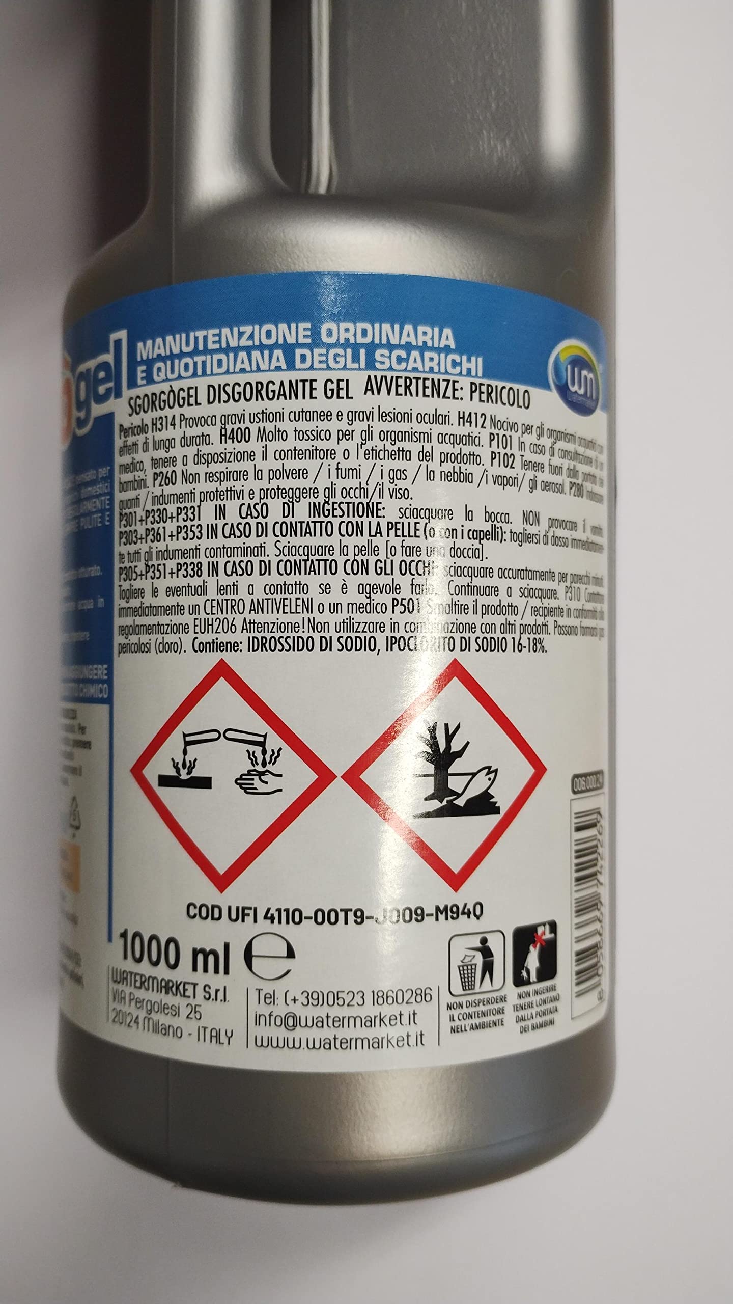 WK Sgorgò Gel Disgorgante Scarichi 1 Litro Professionale