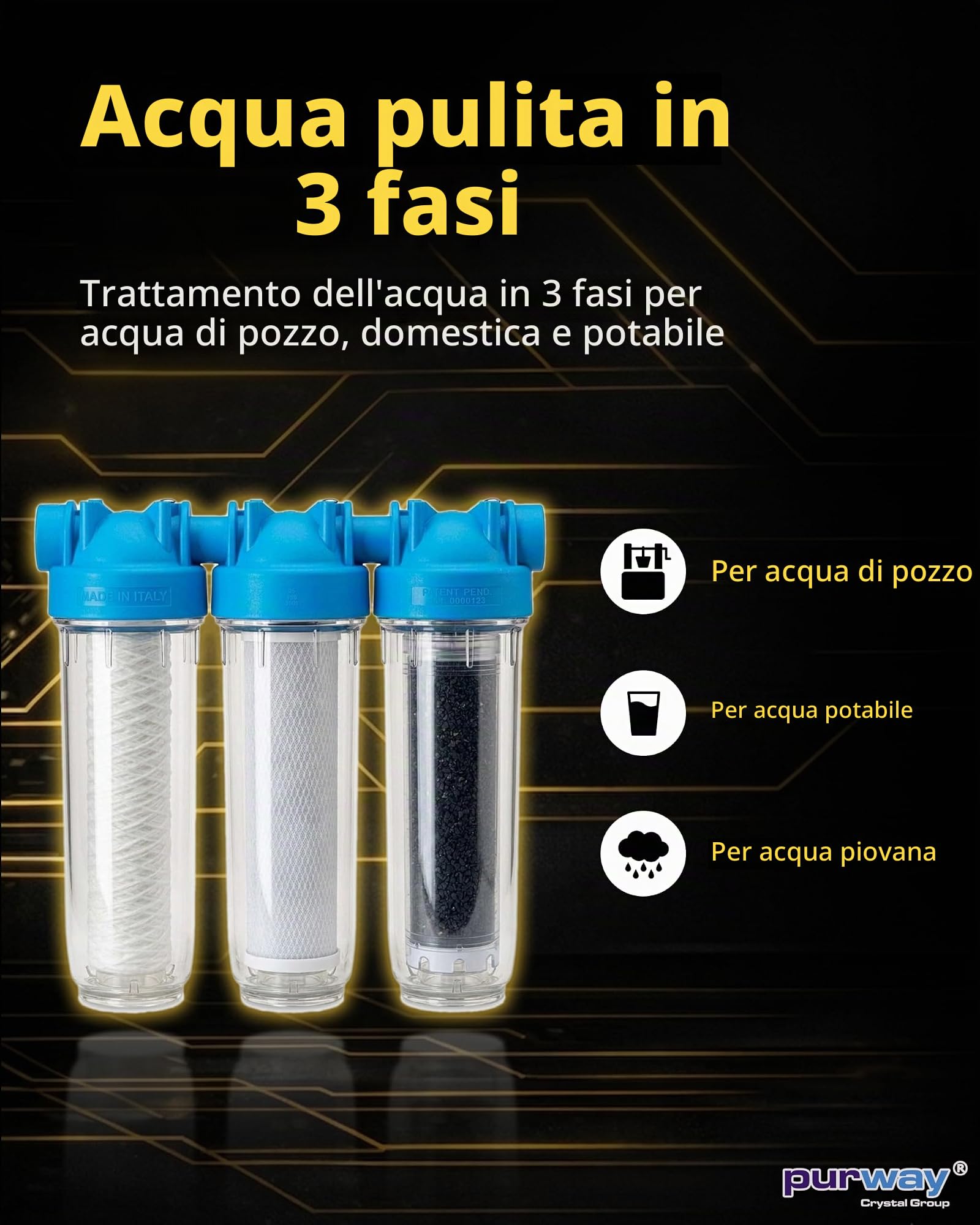 Purway Crystal DP3 PCBPLA filtro acqua 3 stadi 3/4