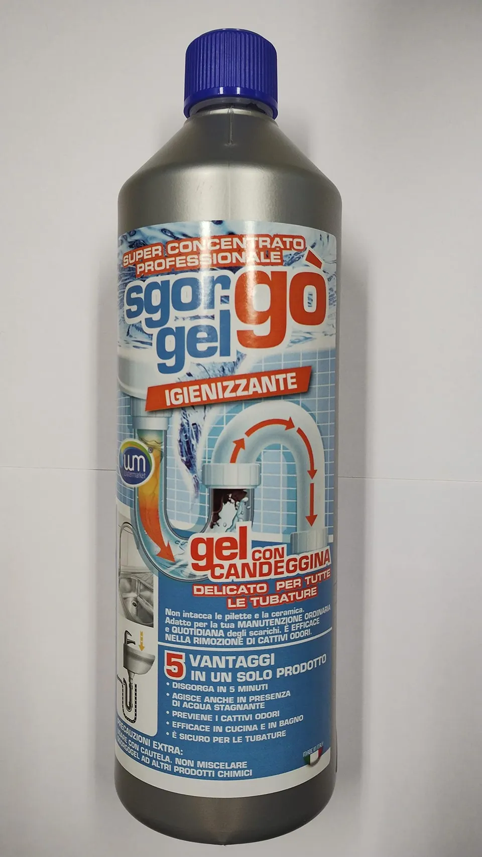 WK Sgorgò Gel Disgorgante Scarichi 1 Litro Professionale