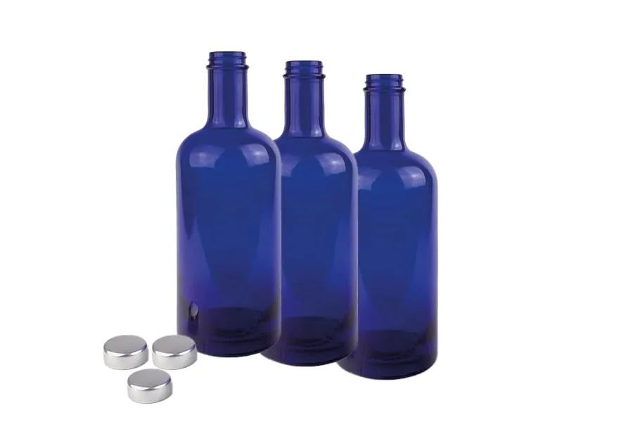 Bellerofonte Gin Bottiglia Vetro Blu 750 ml 3 Pezzi Solarizzata