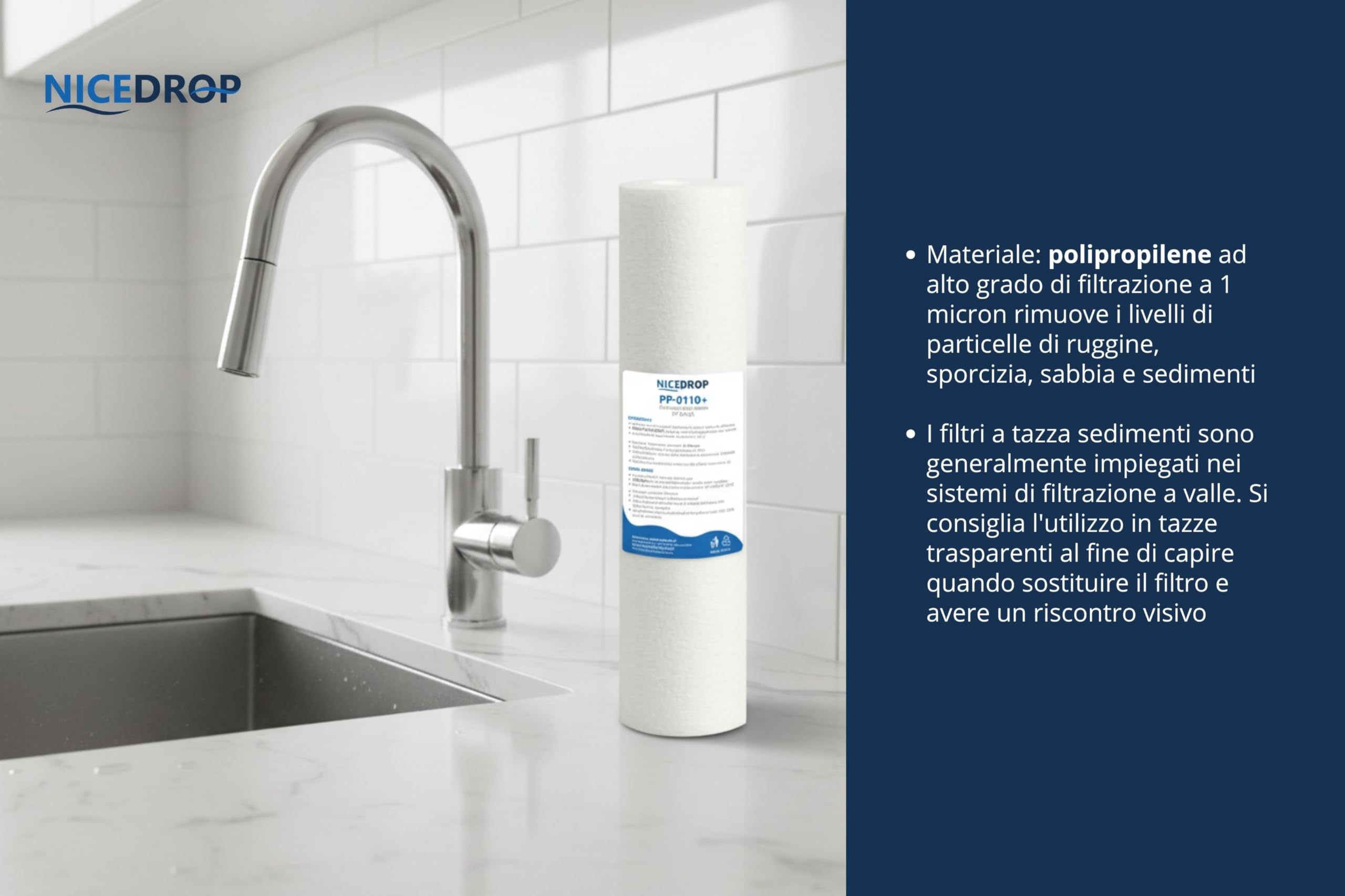 Bellerofonte Swan Cartuccia Sedimenti 10" 1 Micron 1 pz