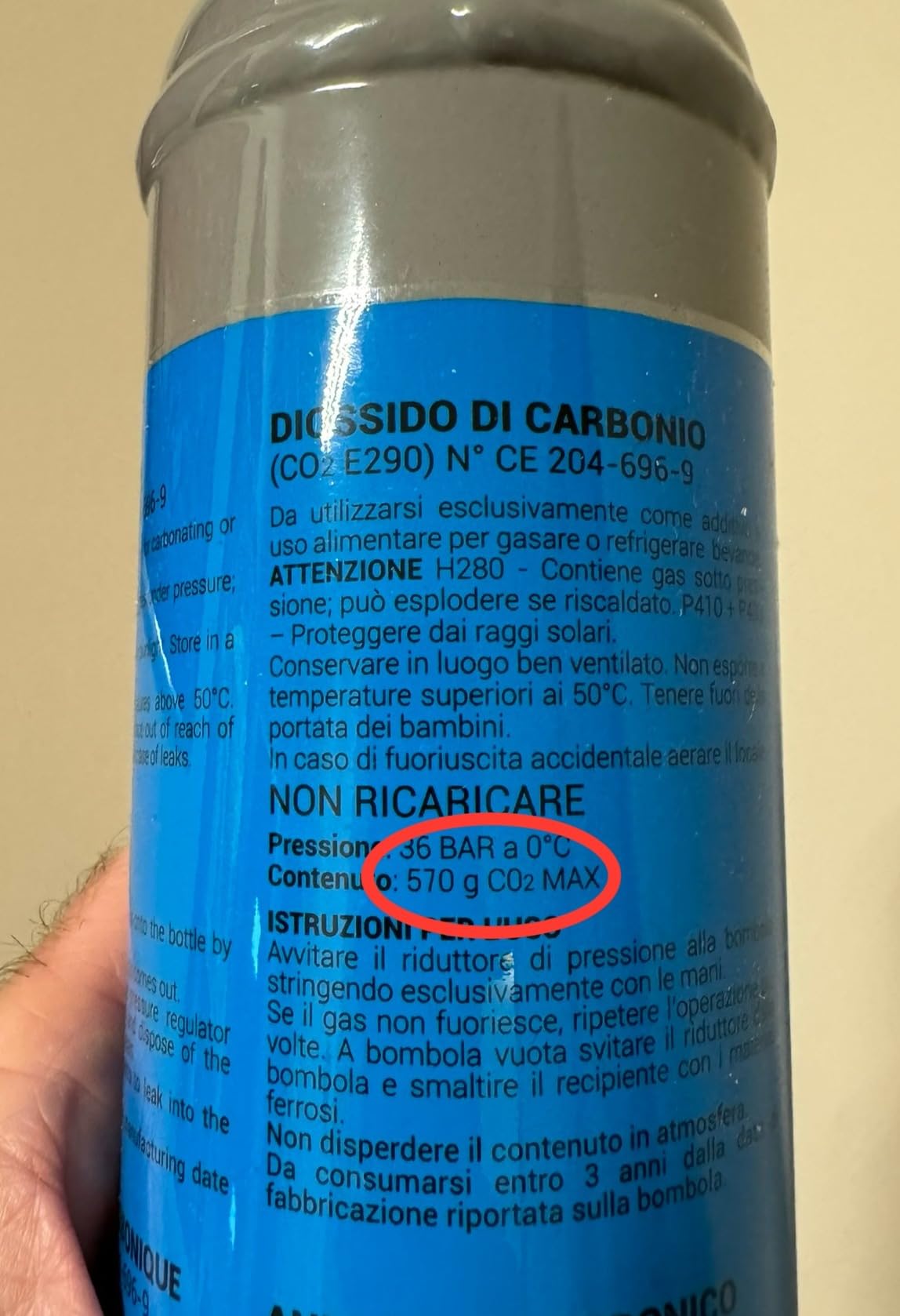 Swan Bombole CO2 600g per Gasatore 3 Pezzi E290 Alimentare