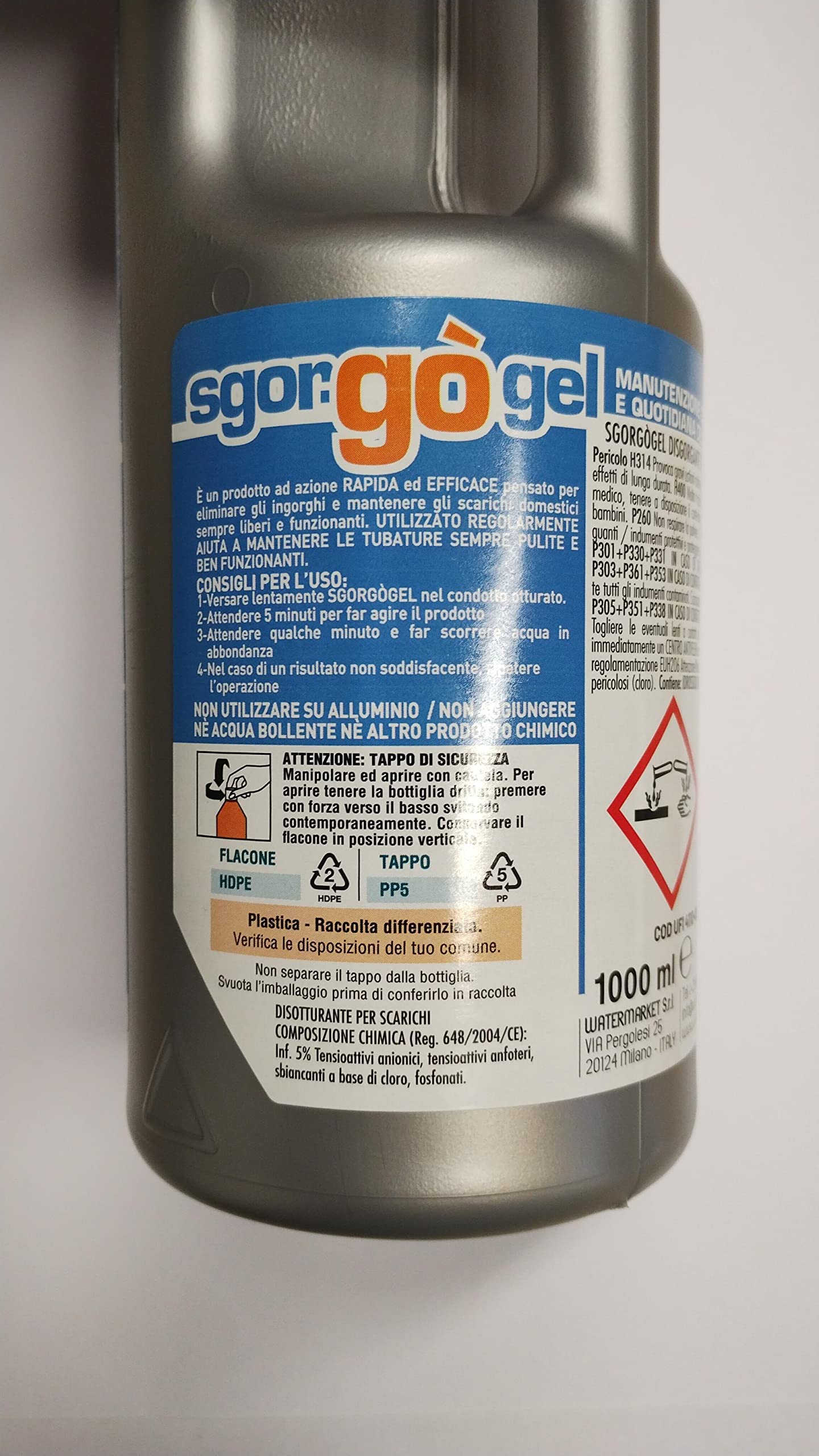 WK Sgorgò Gel Disgorgante Scarichi 1 Litro Professionale