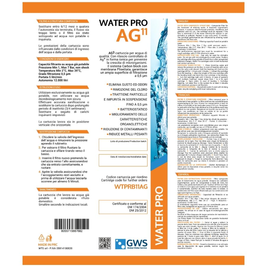 Bellerofonte Water Pro AG11-SW filtro acqua 0,5 micron